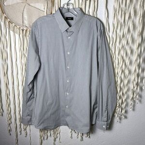 Theory Men’s Long Sleeve Black and White Grid Print Dress Shirt Size Large
